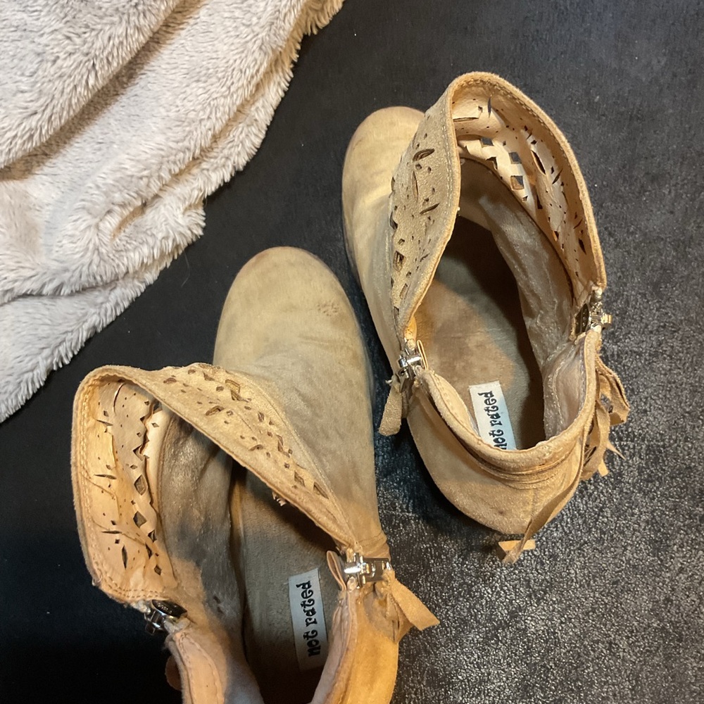 Not Rated Tan Ankle Booties with Intricate Cutouts